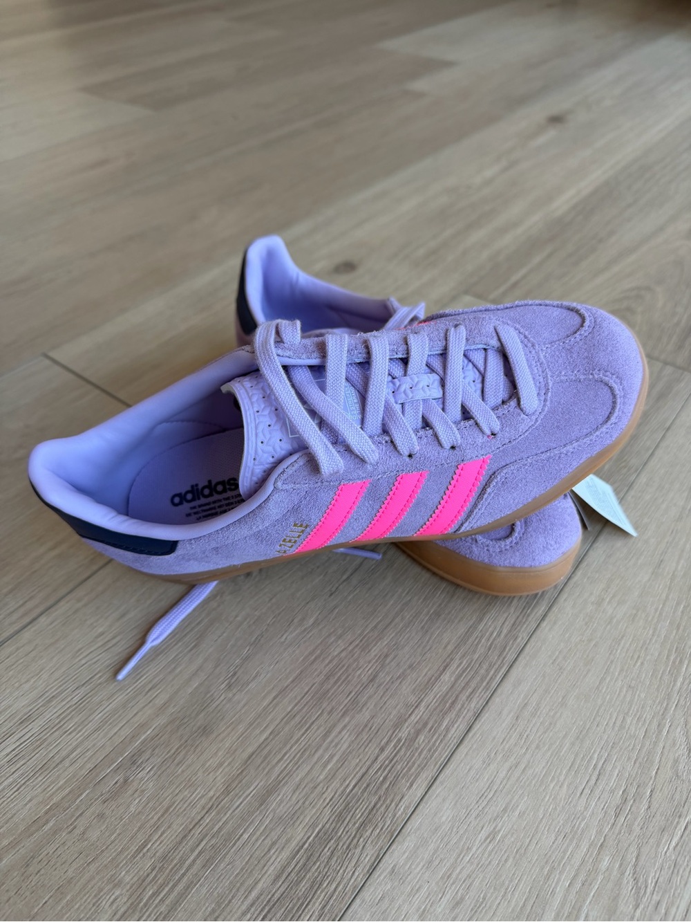 adidas Gazelle Lavender with Pink Stripes and Gum Sole